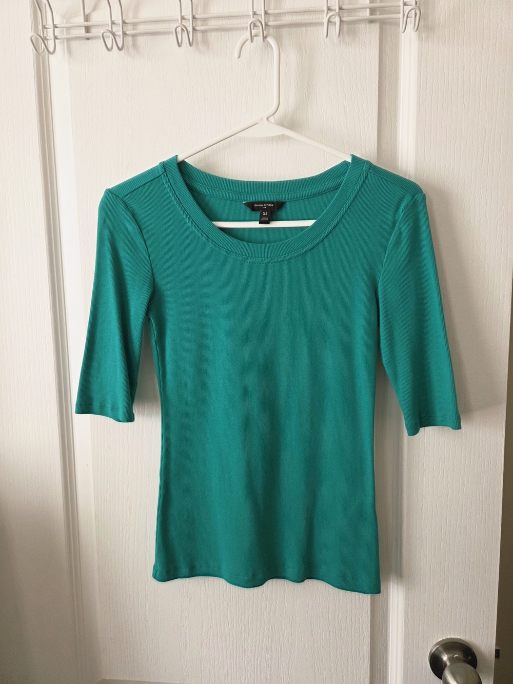 Express Women’s Teal Scoop Neck Elbow Sleeve Top